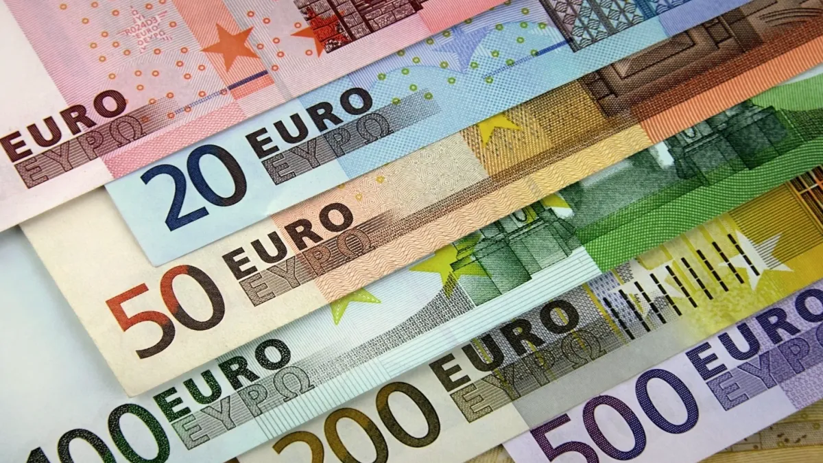 BNR cotizează euro la 5,3449 lei, în scădere